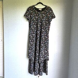 Vintage Betsy's Things Maxi Dress Women 18 Floral Pointed Hem 80s Cottage Core